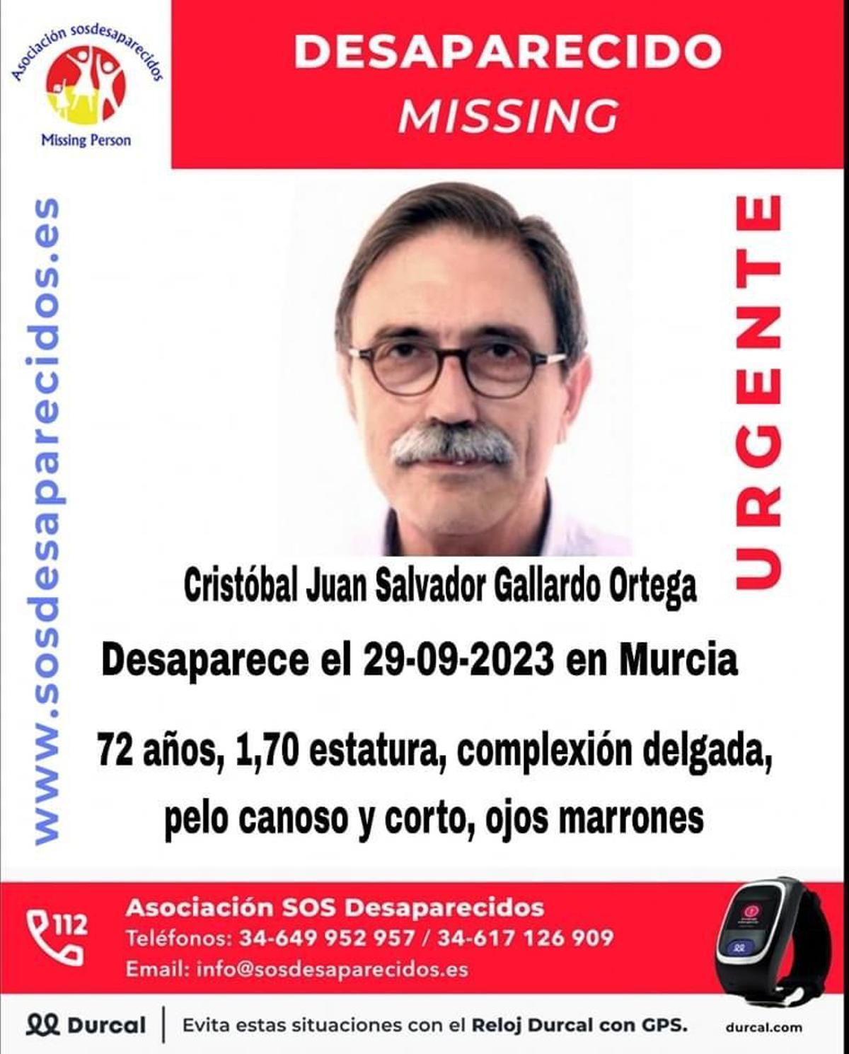 Desaparecido en Murcia este viernes.