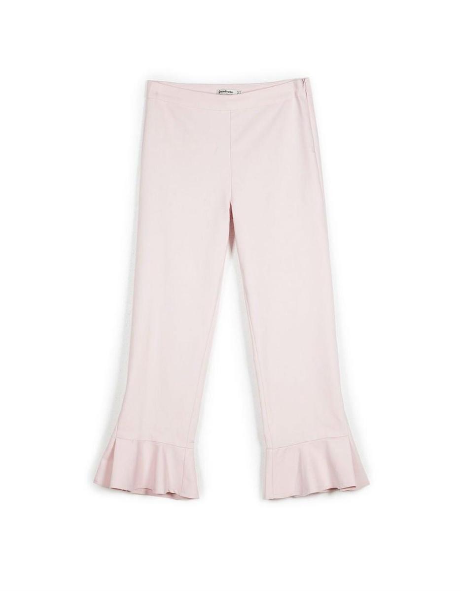 Pantalón cropped con volante de Stradivarius (Precio: 9.99 euros)