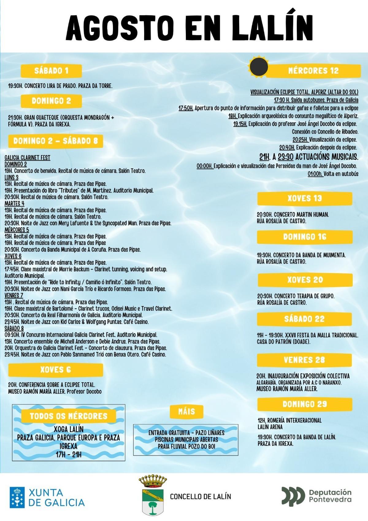 Cartel cultural de Lalín para agosto