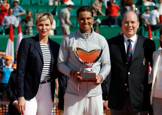 Los príncipes de Mónaco junto a Rafa Nadal en Montecarlo