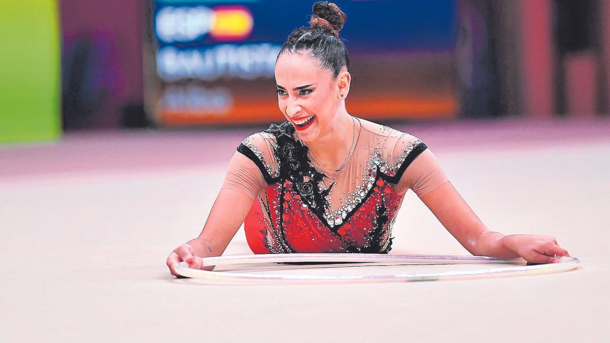 Alba Bautista, durante una competición internacional con España.