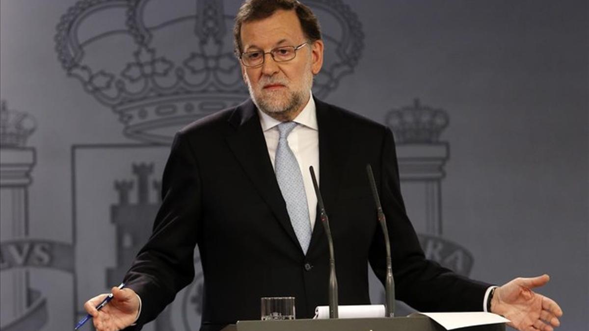 El presidente del Gobierno en funciones, Mariano Rajoy, en rueda de prensa.