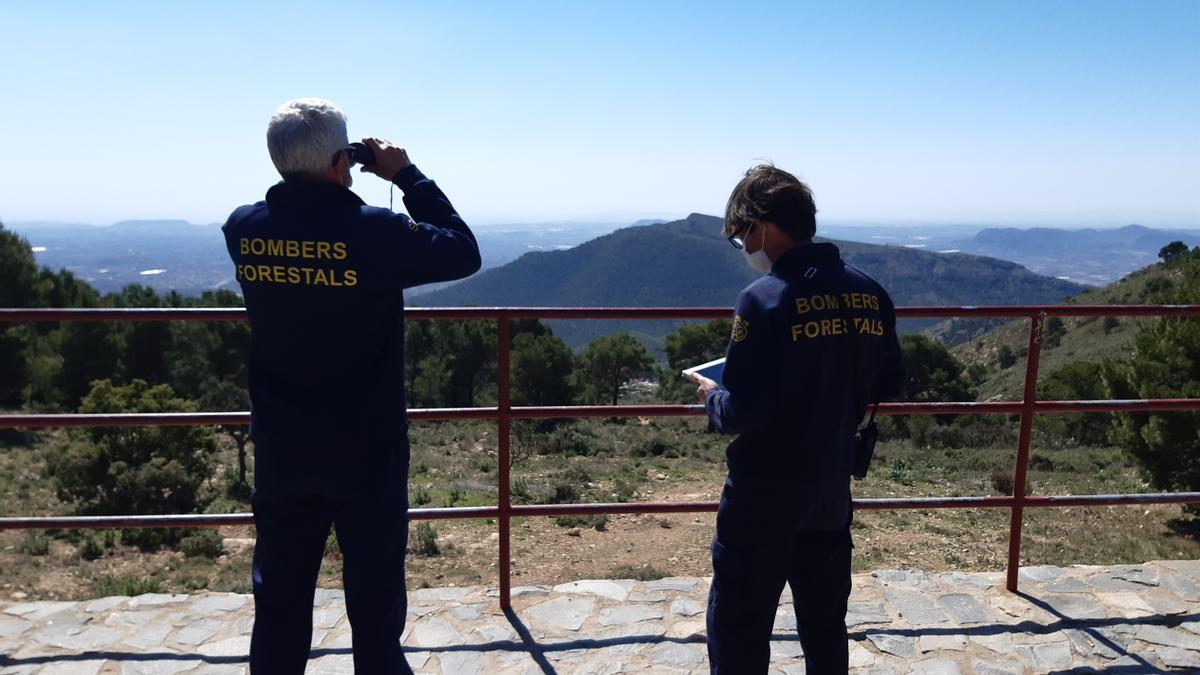 Dos bomberos forestales