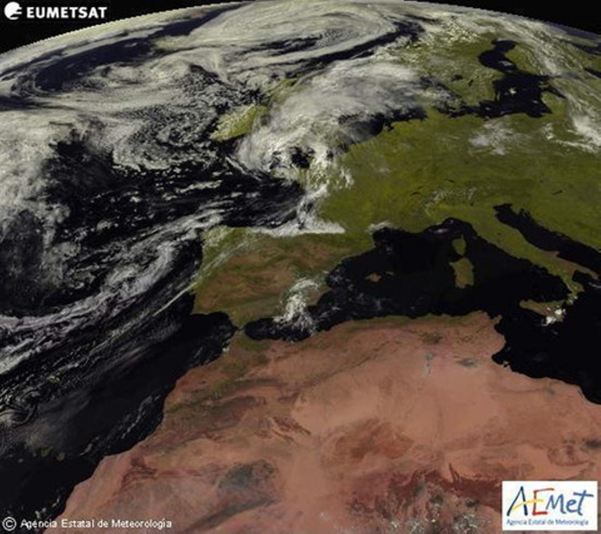 Imatge captada pel satèl·lit Meteosat per a l’Agència Estatal de Meteorologia (Aemet).