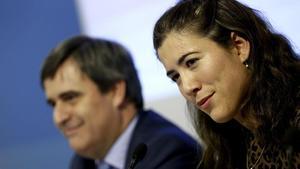 La tenista Garbiñe Muguruza y el secretario de Estado para el Deporte, Miguel Cardenal.