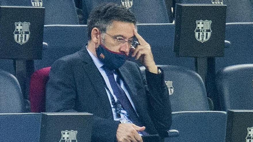 Bartomeu, en el palco del Camp Nou