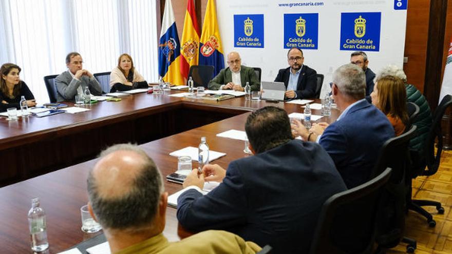 Reunión entre altos cargos del Gobierno de Canarias y del Cabildo, ayer.