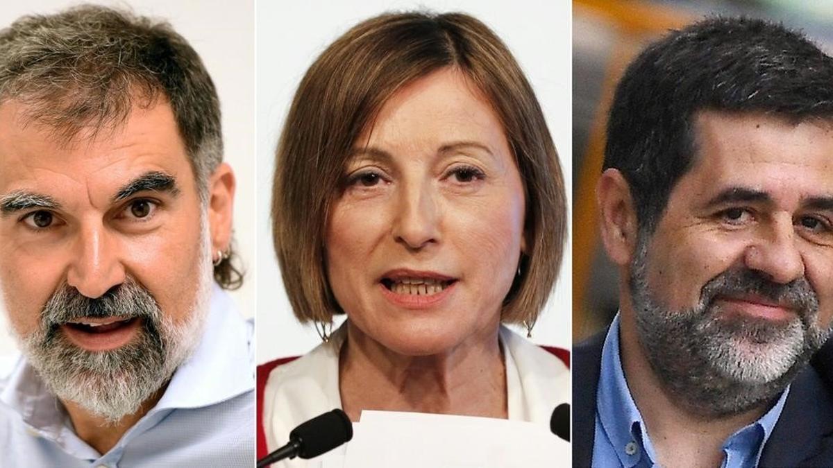 Jordi Cuixart, Carme Forcadell y Jordi Sànchez.