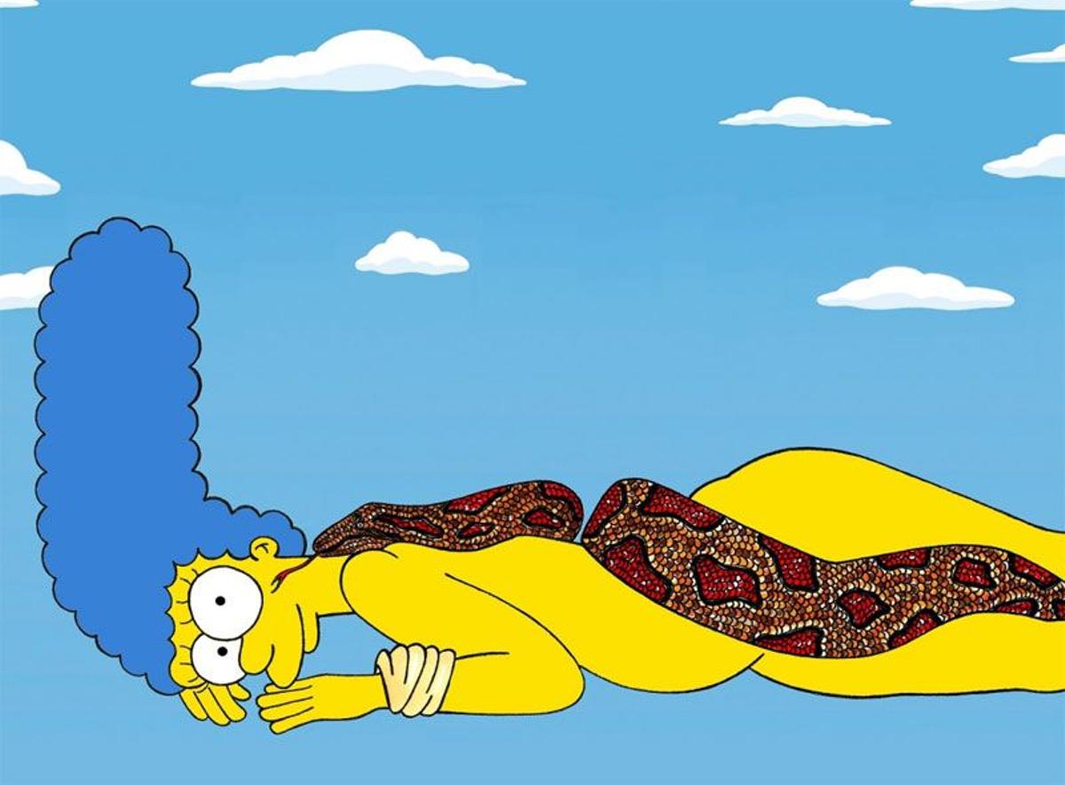 Marge Simposon, Los Simpson, madre, look, vestimenta, alta costura, ilustrador, Alessandro Palombo