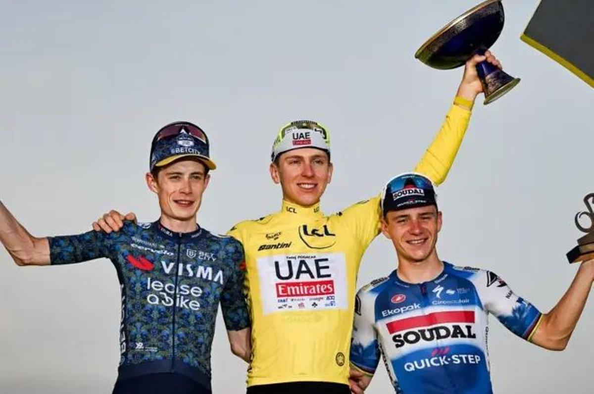 Pogacar, Vingegaard y Evenepoel, en el podio del Tour.