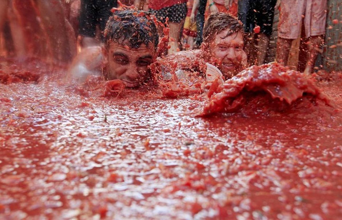 Buñol (Valencia) Vista general de la Tomatina en la localidad valenciana de Buñol