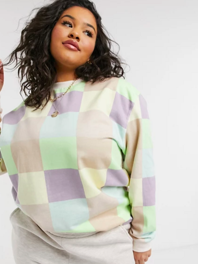 Sudadera holgada con diseño de patchwork en tonos pastel de Daisy Street Plus