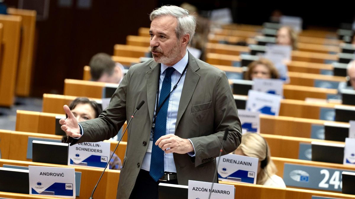 El presidente de Aragón, Jorge Azcón, durante su intervención en el Comité de Regiones.
