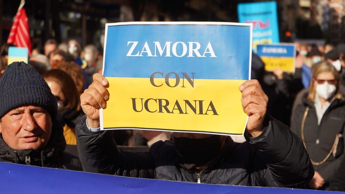 Manifestación celebrada en Zamora en apoyo a Ucrania.