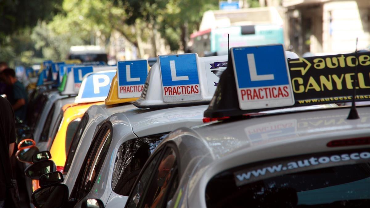 Protesta de autoescuelas en Barcelona, el pasado julio.