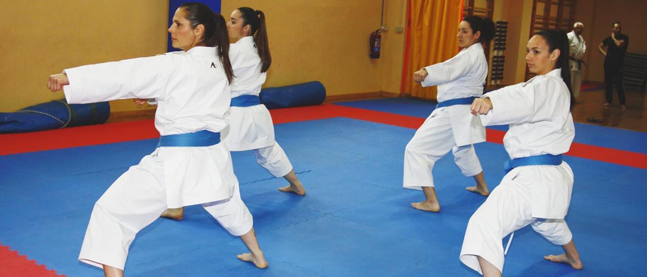 Karatecas del club en un entrenamiento