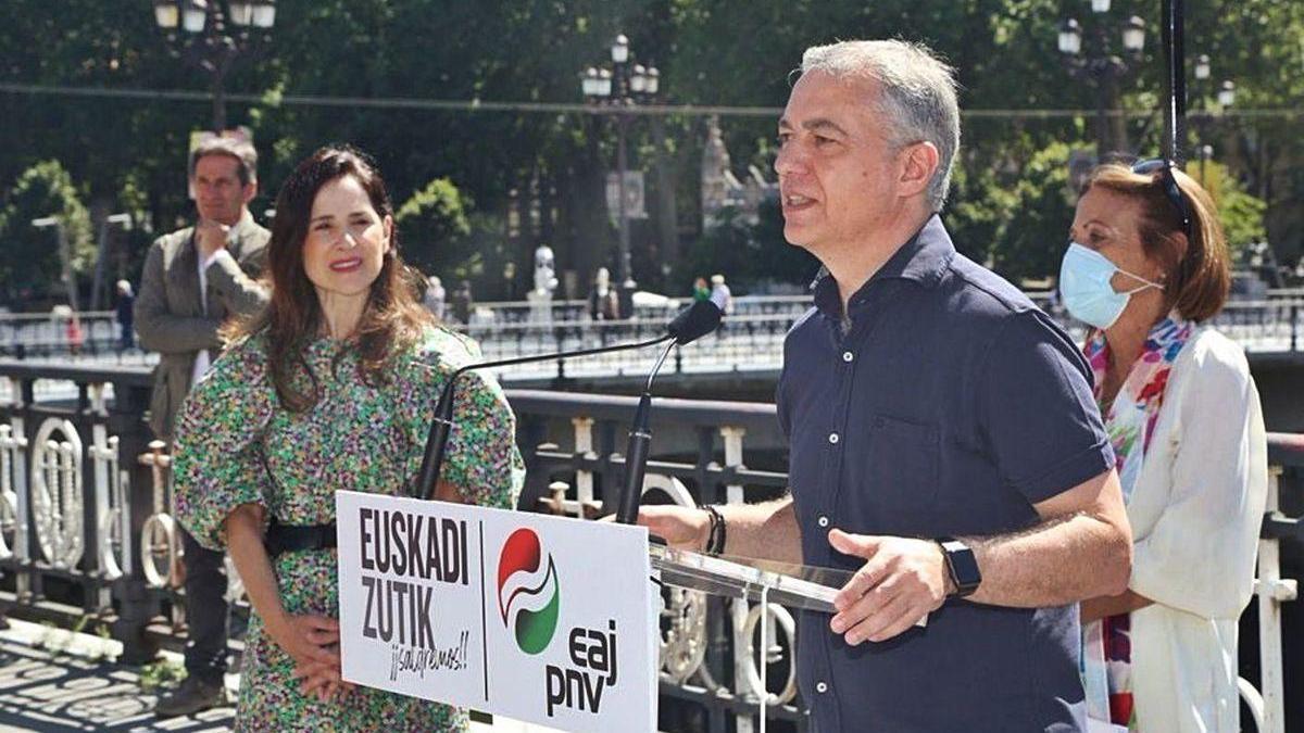 El actual lehendakari y candidato del PNV a la reelección, Iñigo Urkullu, en un acto electoral.