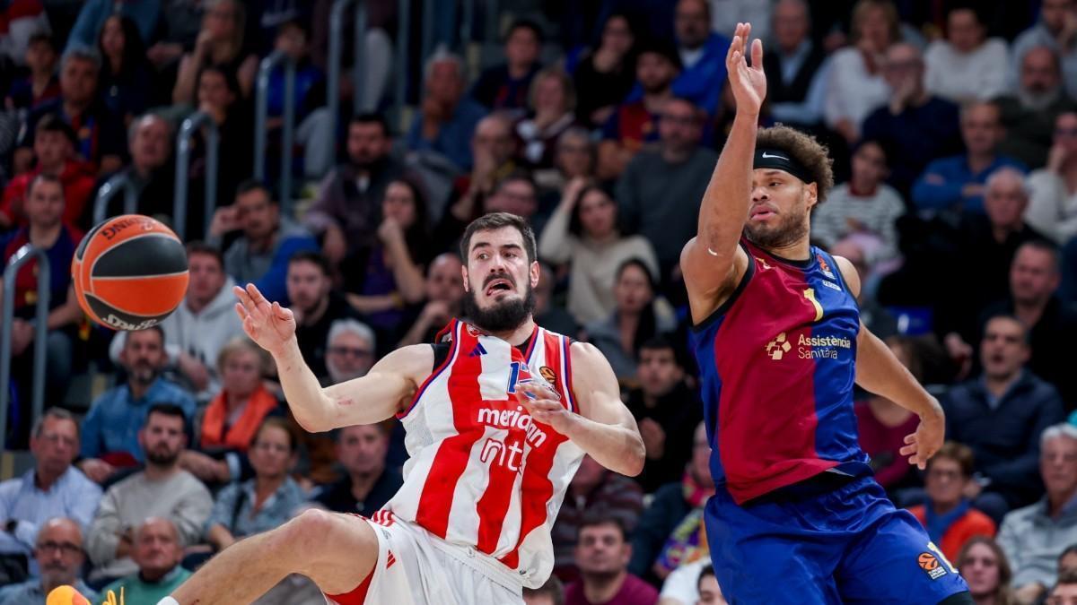 Nikola Kalinic y Justin Anderson, en el Barça - Estrella Roja.