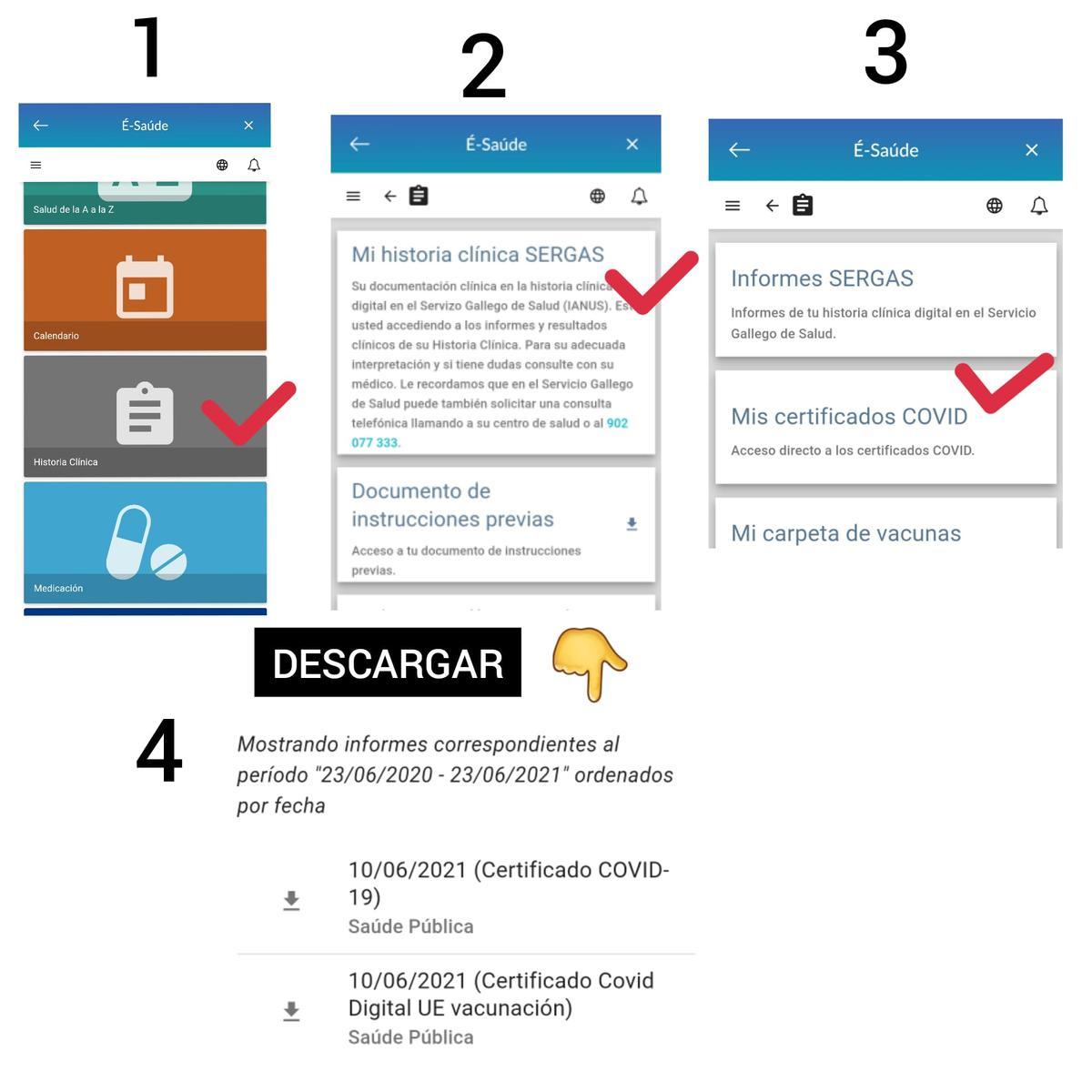 Pasos a seguir, una vez que el usuario se ha logueado en la aplicación o en la web de E-Salud del Sergas.