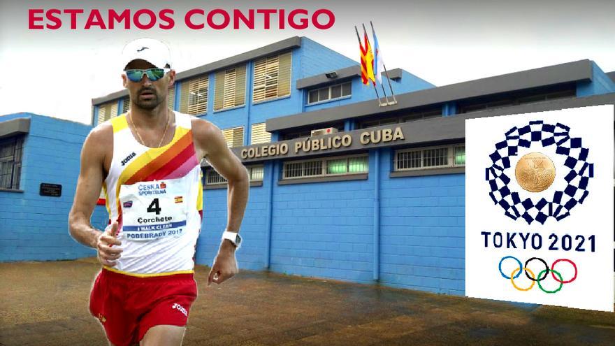 Así apoya el Colegio Cuba al atleta torrevejense Luis Manuel Corchete que compite en los 50 kilómetros marcha de las Olimpiadas de Tokio