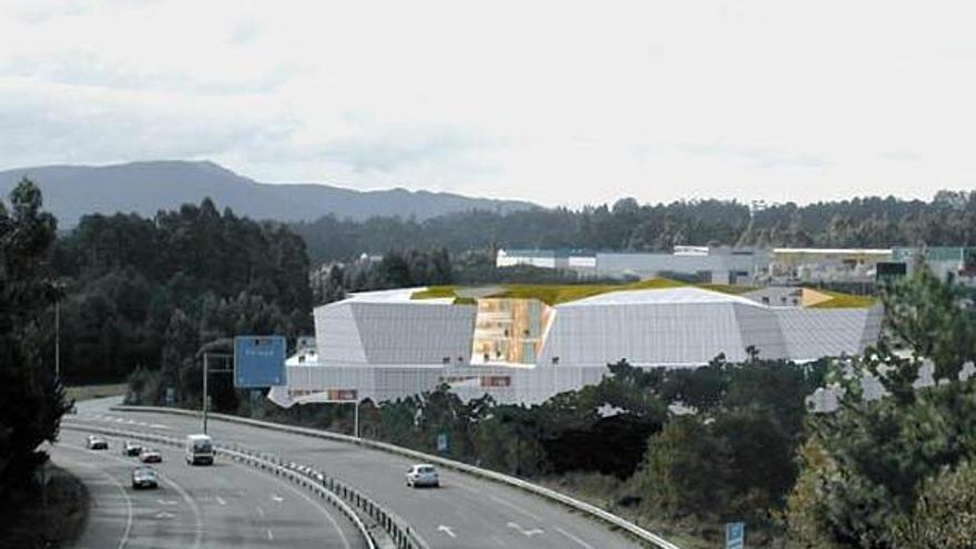 Recreación por ordenador del edificio del Outlet.