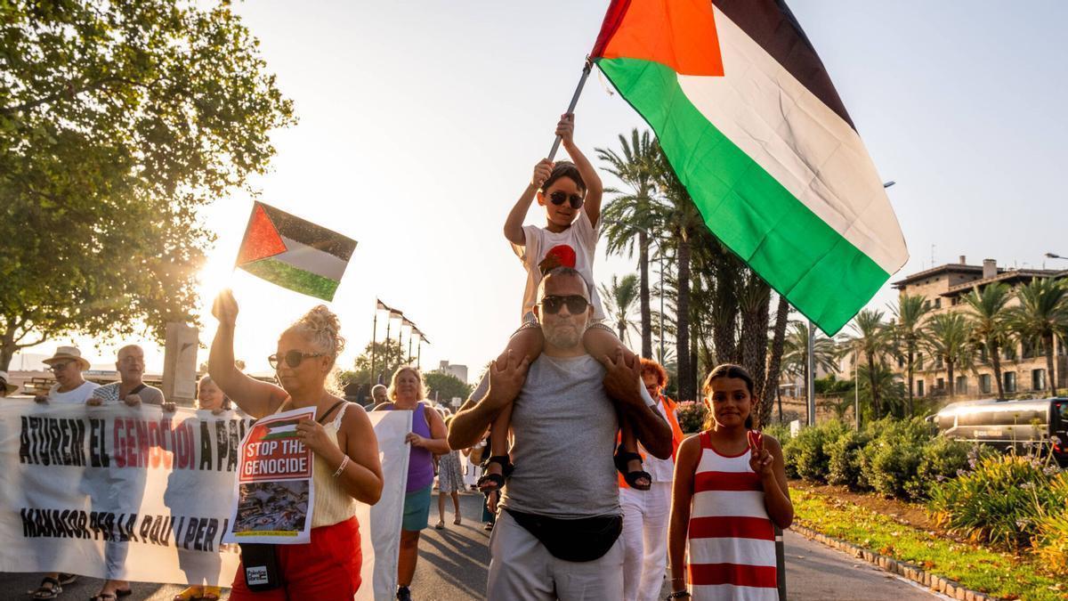 Así fue la manifestación en apoyo a Gaza y al pueblo palestino en Palma el viernes 31 de julio de 2026.