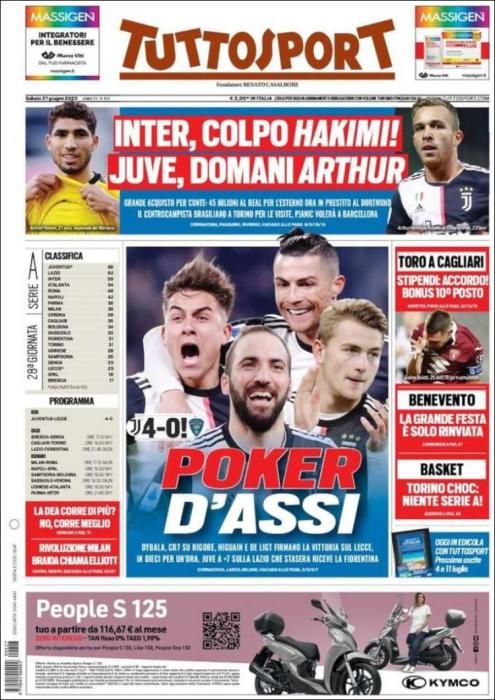 Portada TUTTOSPORT  sábado 27 junio 2020