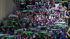 Los aficionados del Unicaja, durante el partido de este viernes.