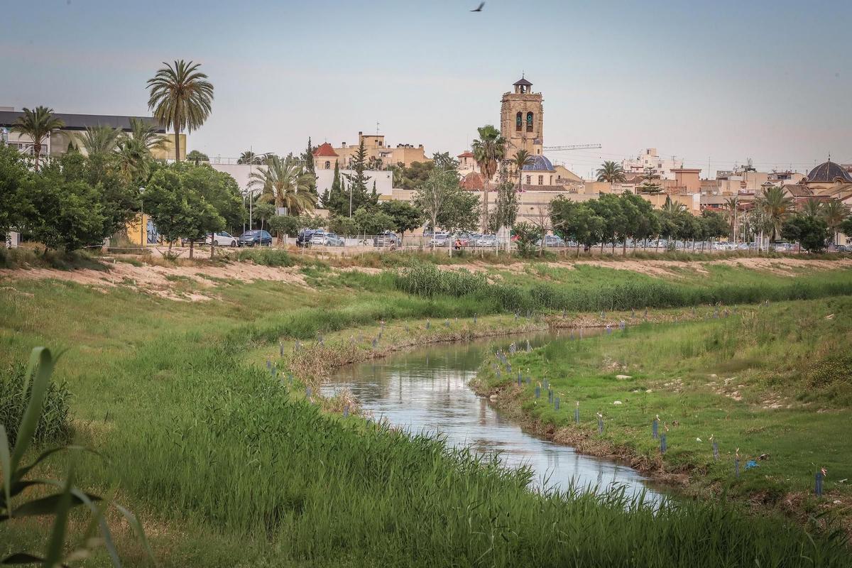 El río Segura aguas arriba del casco urbano de Orihuela