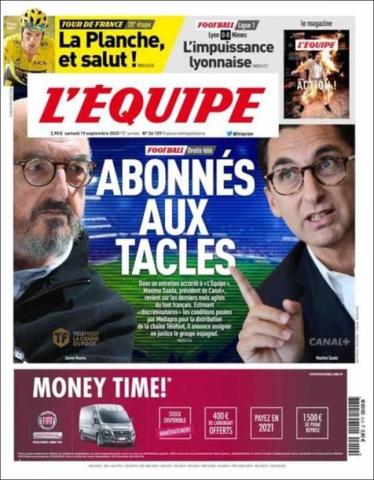 Portada L'ÉQUIPE sábado 19/09/2020