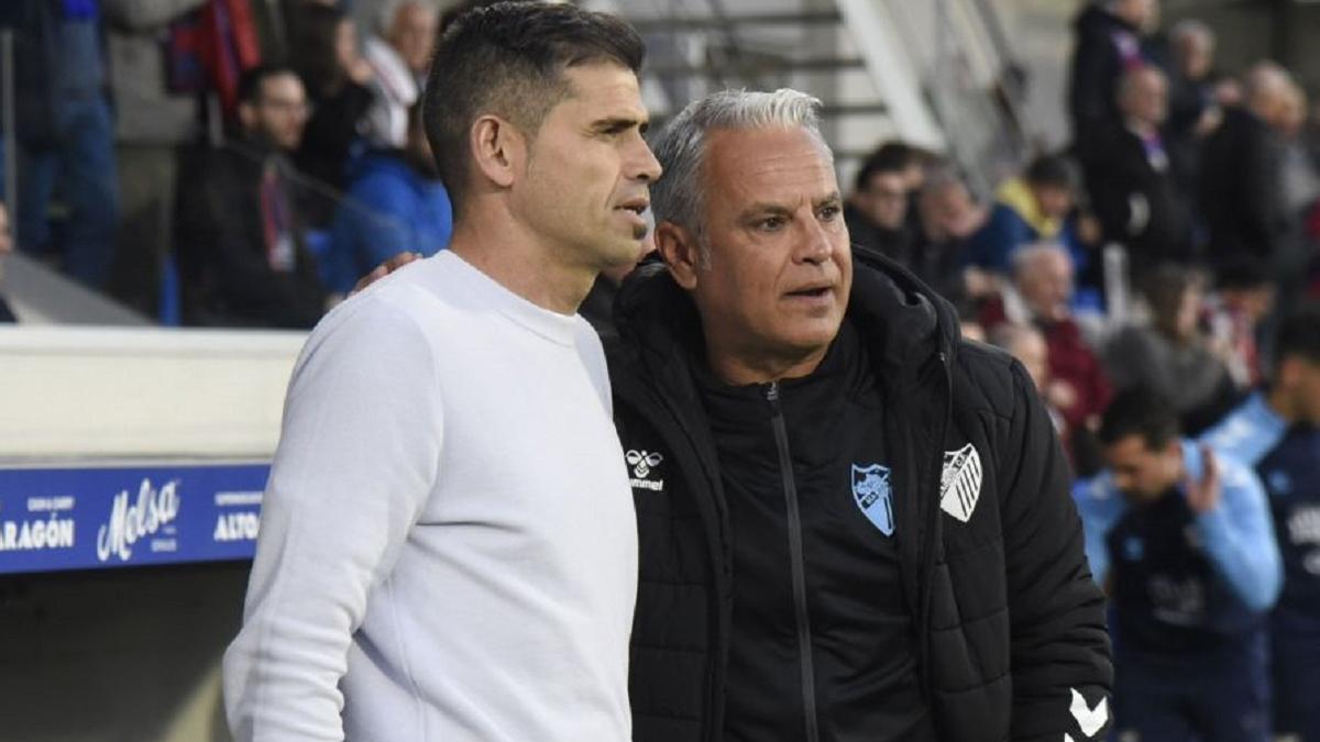 Antonio Hidalgo y Pellicer, juntos antes del partido en El Alcoraz.