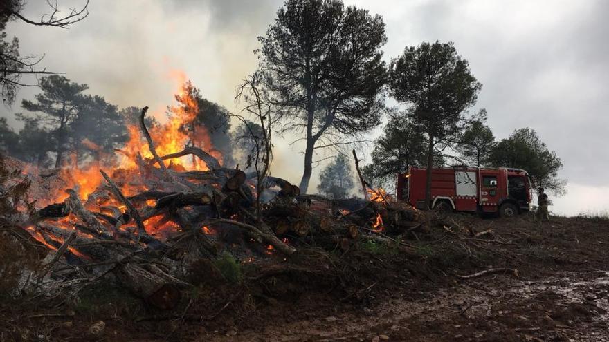 Imatge del foc d&#039;aquest dilluns al matí a Castellnou.