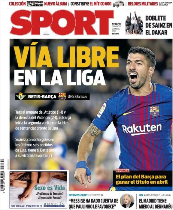 Portadas domingo 21 de enero de 2018