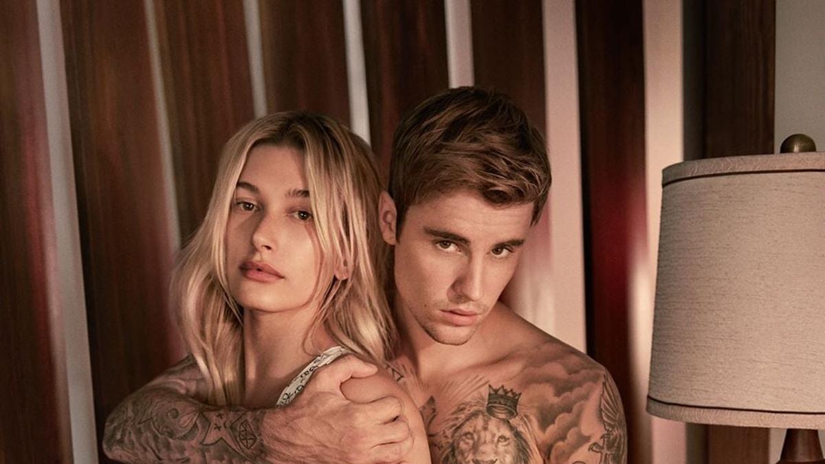 Hailey Baldwin y Justin Bieber en la campaña de Calvin Klein