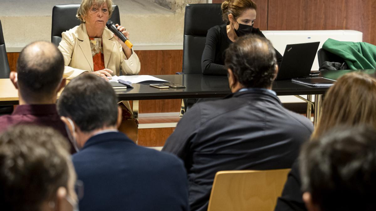 Cristina Danés, presidenta de la CHD, en la reunión con el sector del chopo.