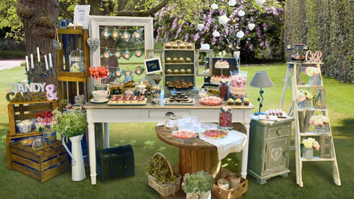 'Candy bar' en tu boda: mesa vintage